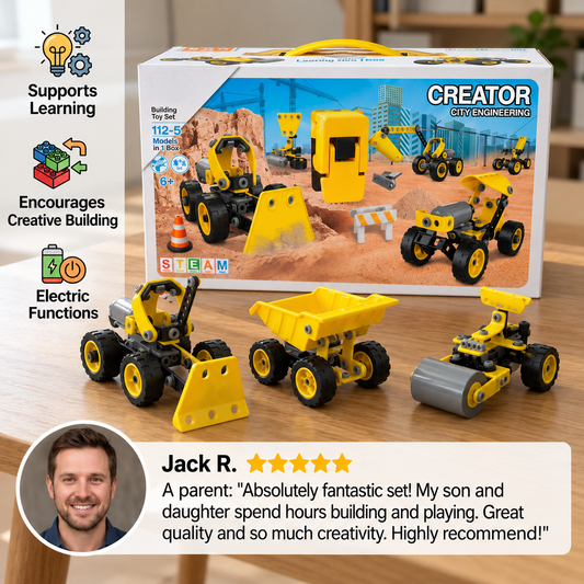 10-in-1 Creative Electric Construction Truck Building Set for Kids