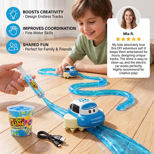Magic Slime Race Track Set – DIY Electric Car Adventure
