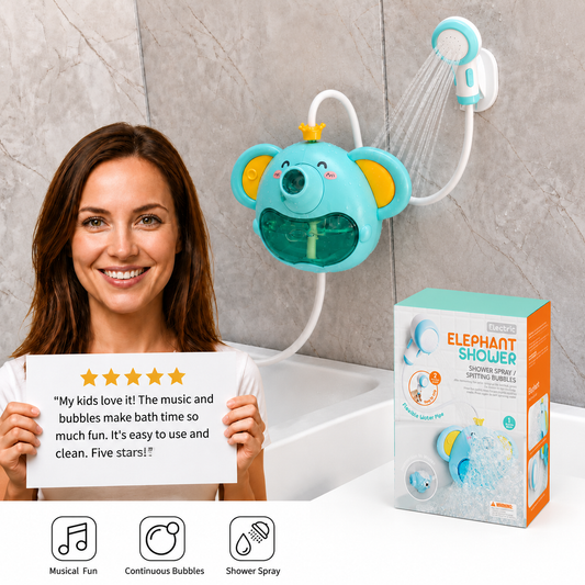 Musical Elephant Bubble Bath Toy with Shower Head