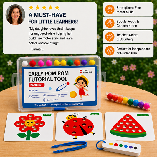 Montessori Pom-Pom Color & Numbers Learning Game for Fine Motor Skills