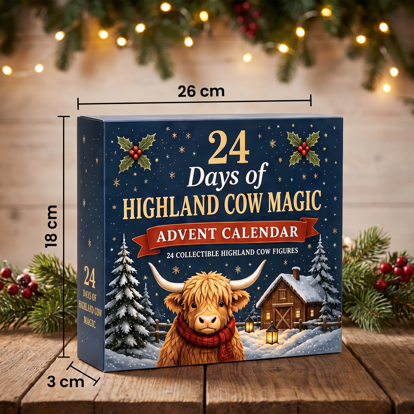 24-Day Highland Cow Advent Calendar with Collectible Mini Figurines