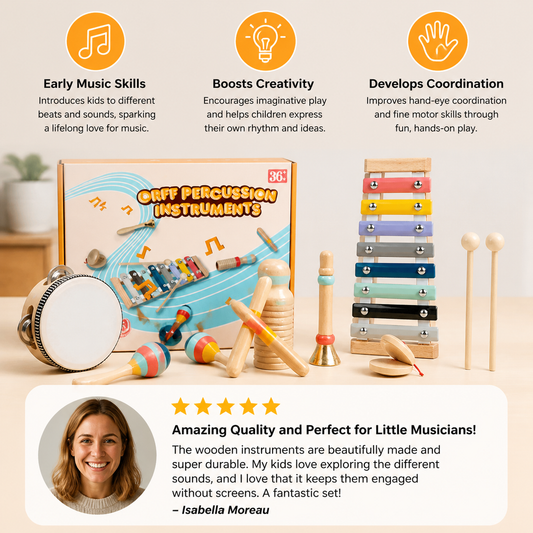 Wooden Musical Instrument Set – Montessori Percussion & Rhythm Learning Toys for Kids
