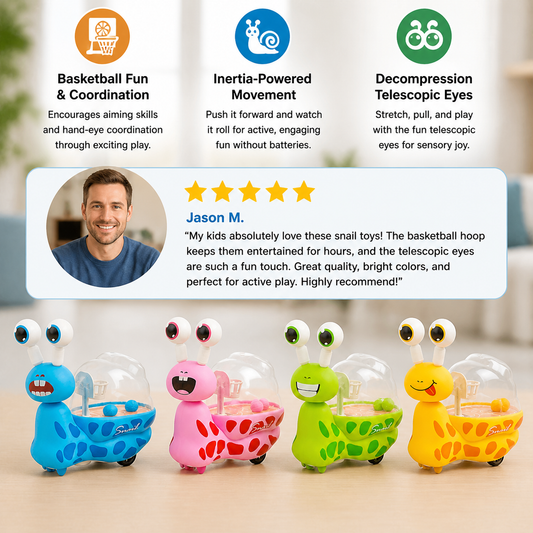 3-in-1 Moving Snail Toy with Basketball Hoop & Telescopic Eyes