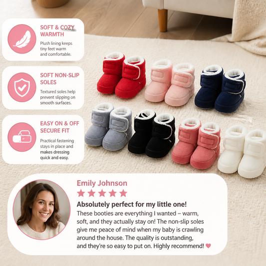 Warm & Cozy Plush Baby Booties with Soft, Non-Slip Soles