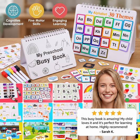 Montessori Busy Book – Reusable Preschool Learning Activity Book