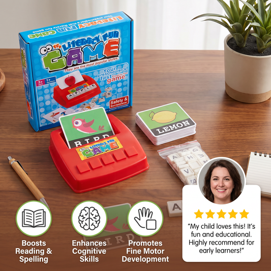 Interactive Spelling & Word Matching Game – Preschool Literacy Learning Toy with Picture Cards & Letter Tiles
