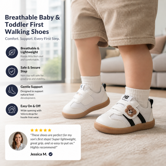 Breathable Baby & Toddler First Walking Shoes – Soft Sole & Non-Slip