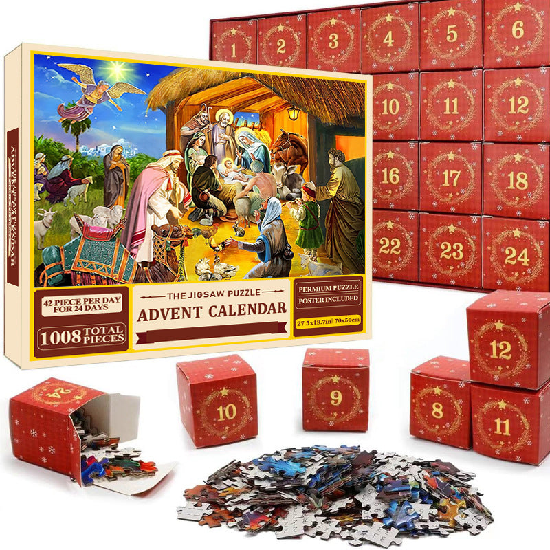 Christmas Jigsaw Puzzle Advent Calendar – 1008-Piece 24-Day Countdown Puzzle Set