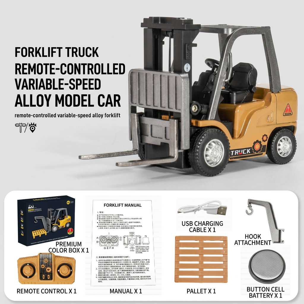 1:64 Scale RC Construction Vehicles – Forklift, Excavator, Dump Truck & Bulldozer