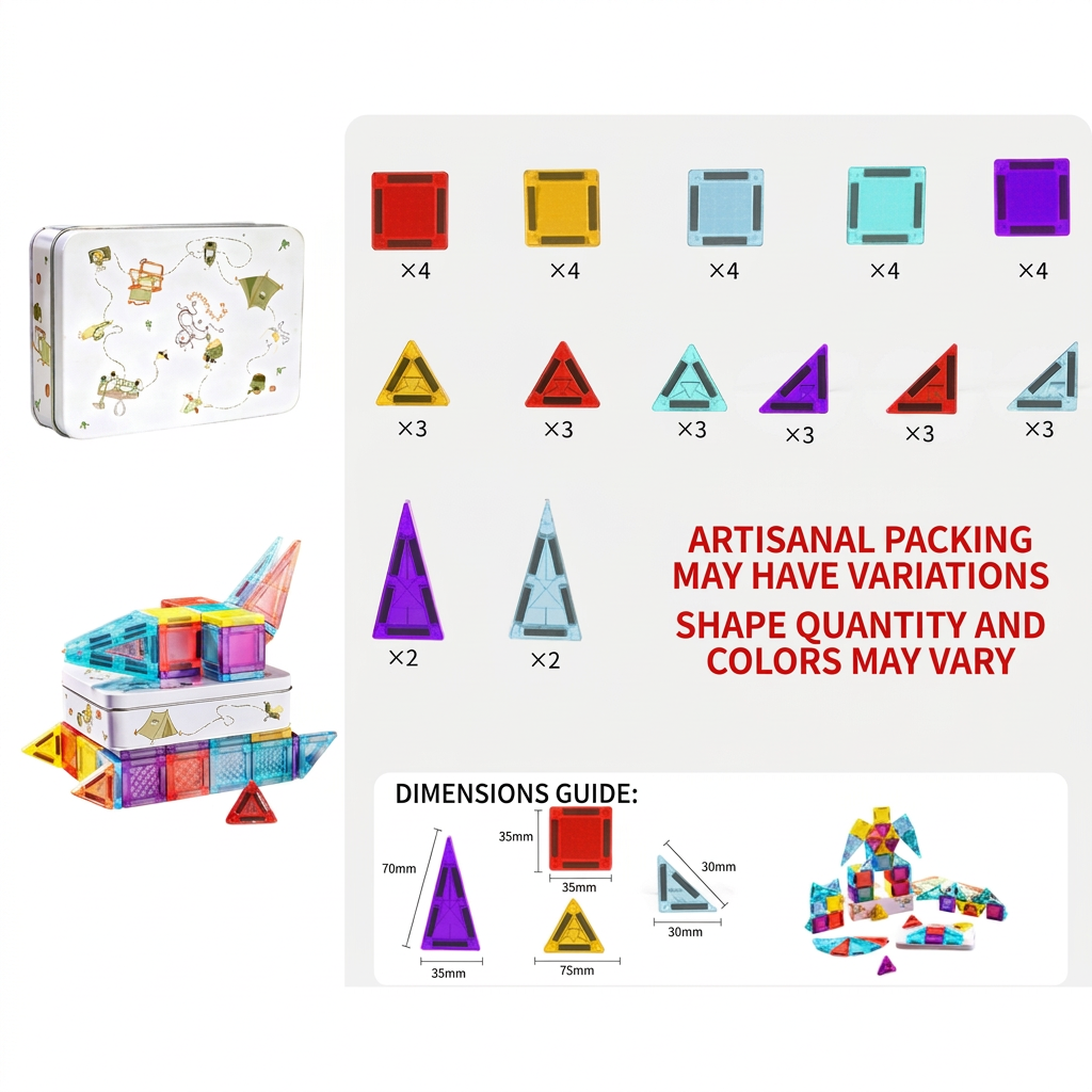 Safe Mini Magnetic Tiles Travel Set with Compact Storage Case