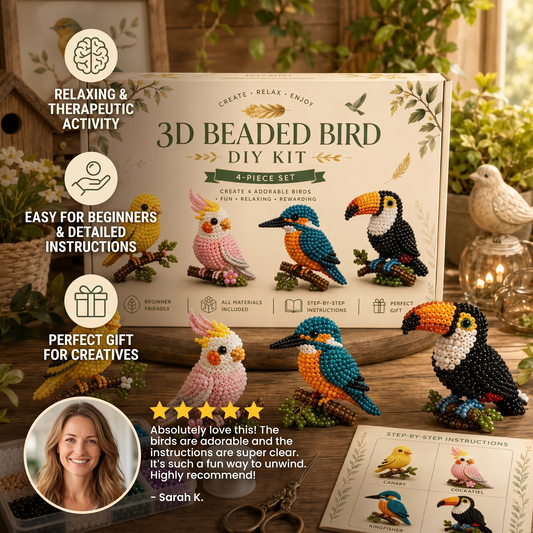 3D Beaded Animal Craft Kit – DIY Mini Bead Art Set for Beginners
