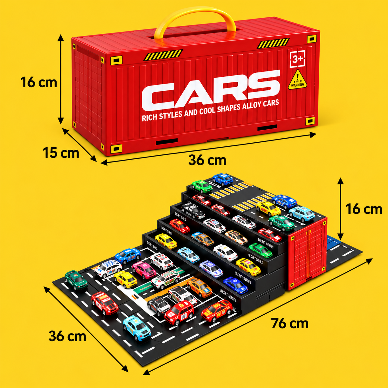 48-Piece Mini Die-Cast Pull-Back Car Set with Storage Container Box