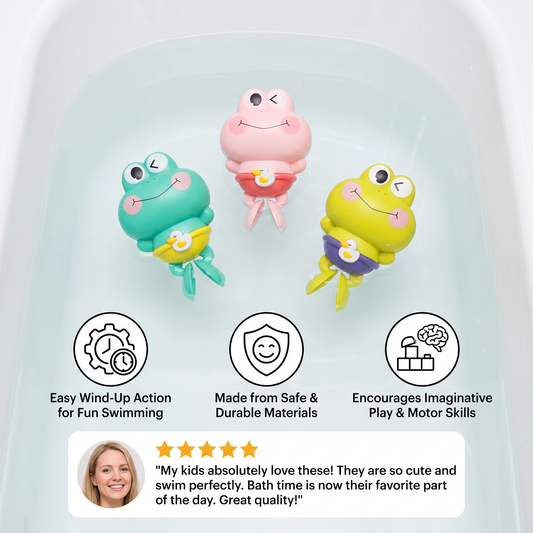 Cute Wind-Up Swimming Frog Bath Toy for Kids