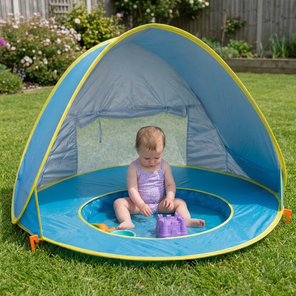 pop up beach tent uk Pop-Up Baby with Built-In Pool & UV Protection – Portable S – Variants:WHT Mesh Clip Sonnenschirme May - Premium-Schirm-Systeme Pedal tractor