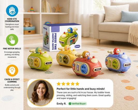 5-in-1 Press & Go Busy Car Toy for Fine Motor Skills Development