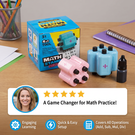 4-in-1 Math Roller Stamp – Addition, Subtraction, Multiplication & Division Practice