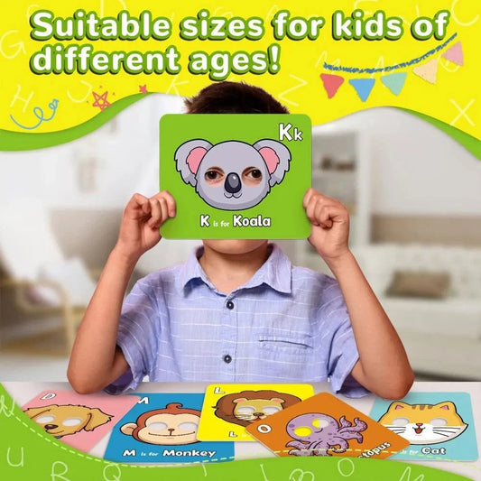 Alphabet flashcards with animal designs
