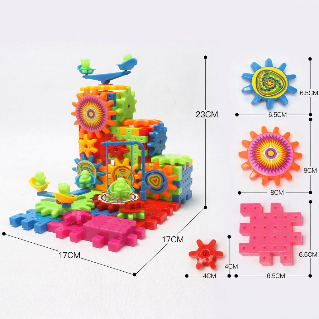 81-Piece STEM Gear Building Set – Interlocking Engineering Blocks for Kids