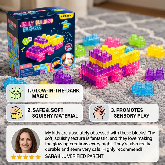 Glow-in-the-Dark Squishy Jelly Building Blocks for Kids – Safe & Soft
