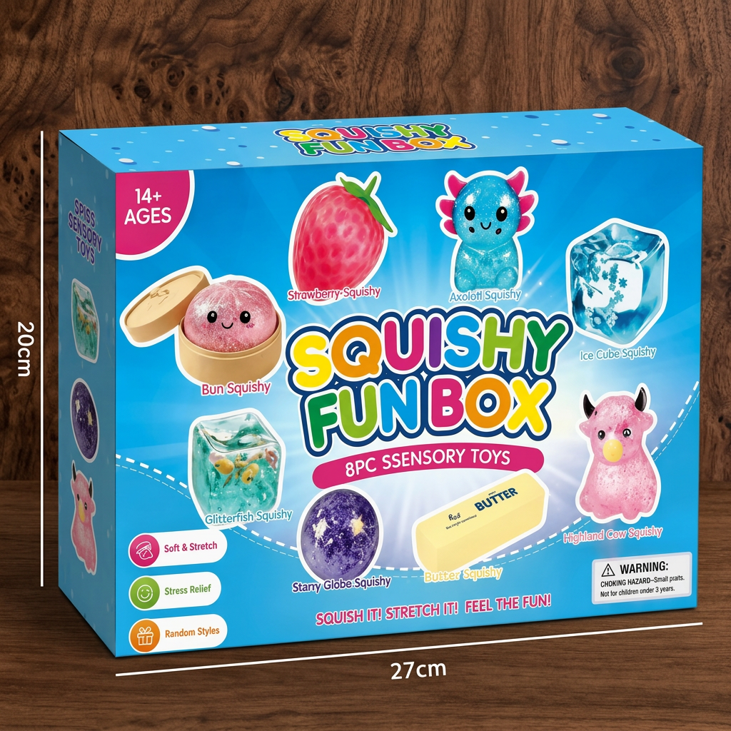 Premium Squishy Fidget Toy Set – 8 Sensory Toys