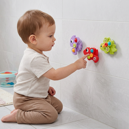 Dinosaur Suction Cup Spinner Toy for Babies & Toddlers Set of 3