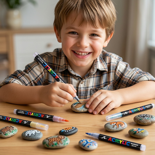 Dual-Tip Acrylic Paint Marker Set with Fine & Brush Tips