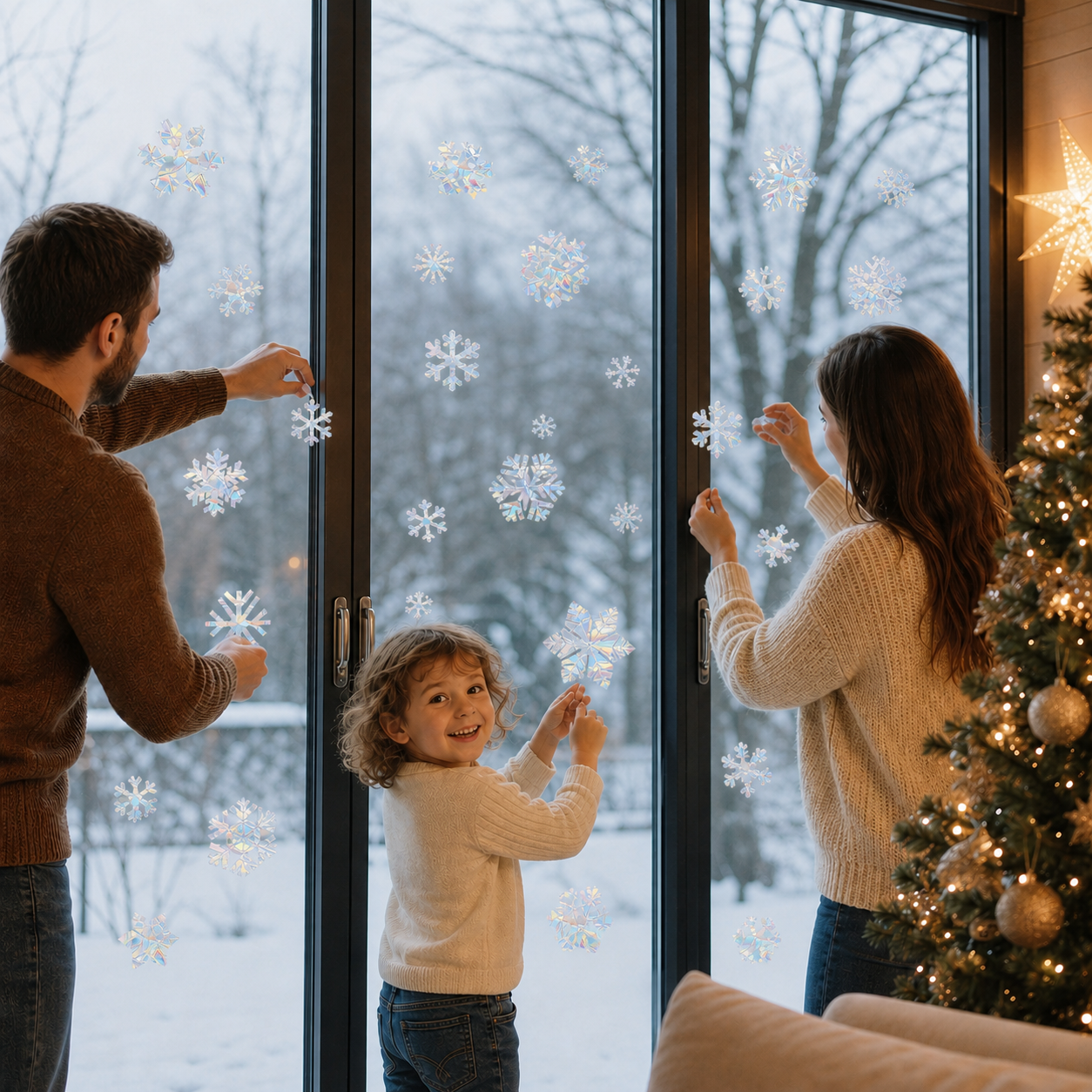 Reusable Snowflake Suncatcher Window Stickers