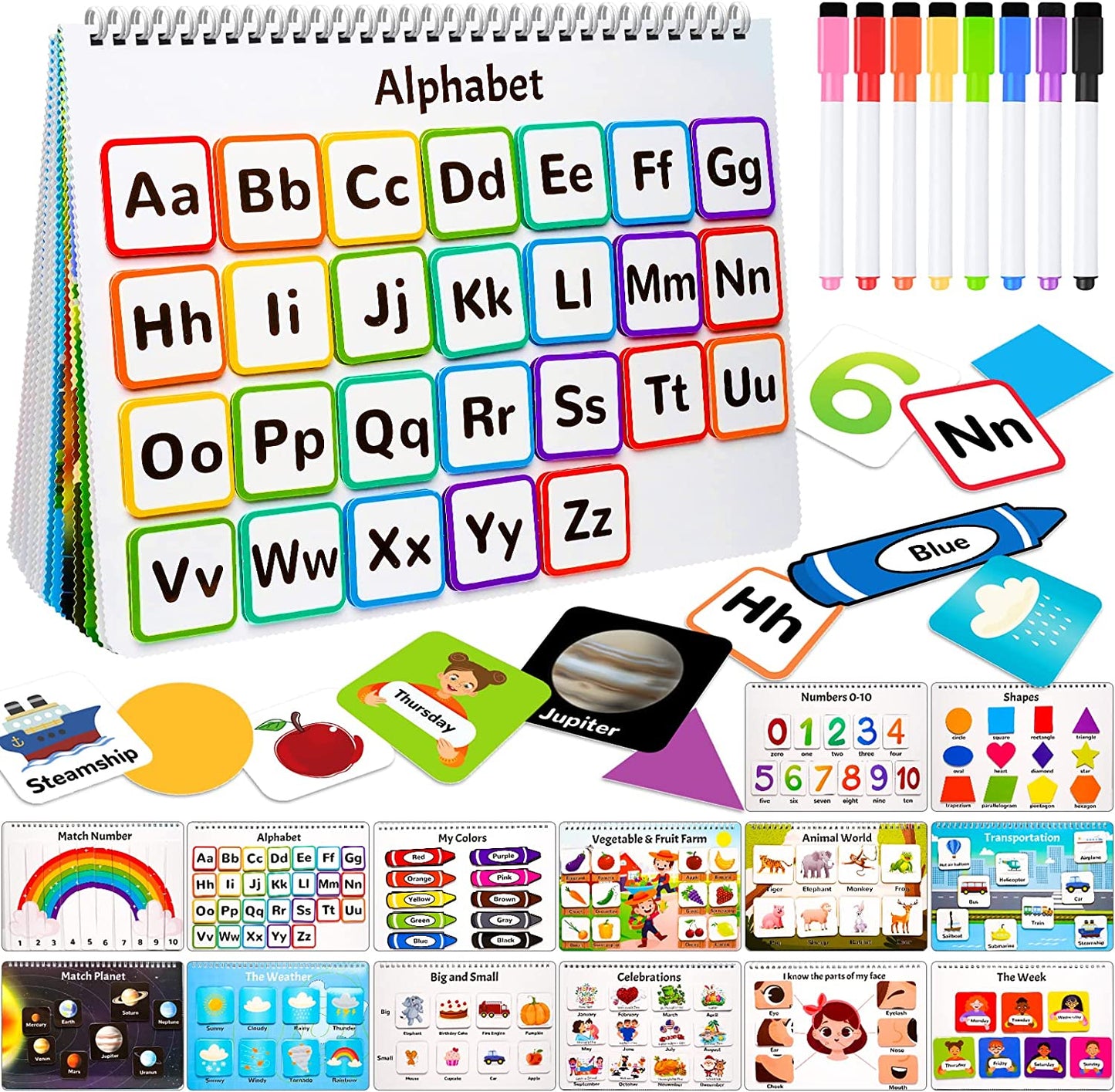 Montessori Busy Book – Reusable Preschool Learning Activity Book