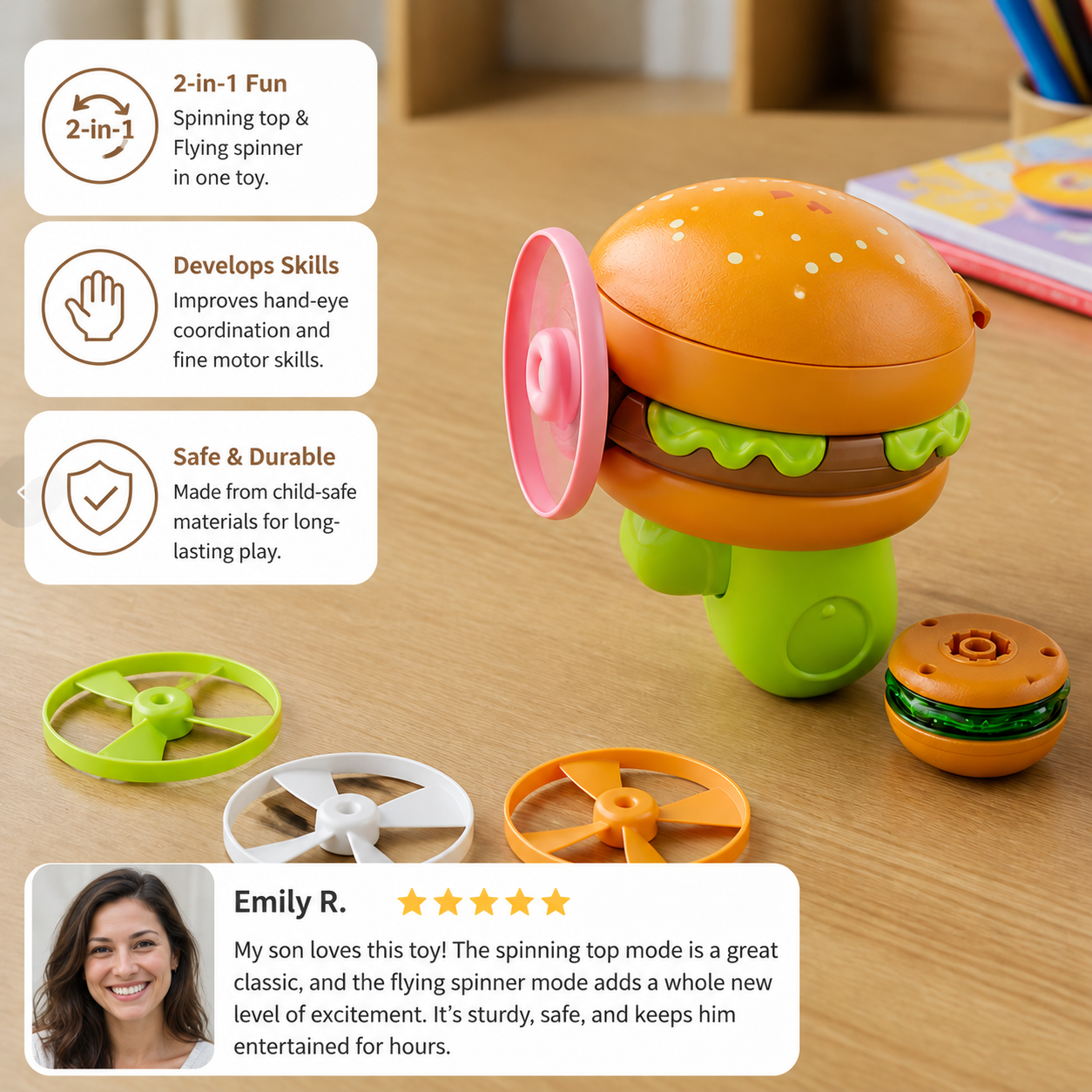 Kids’ 2-in-1 Spinning Top & Flying Spinner Launcher