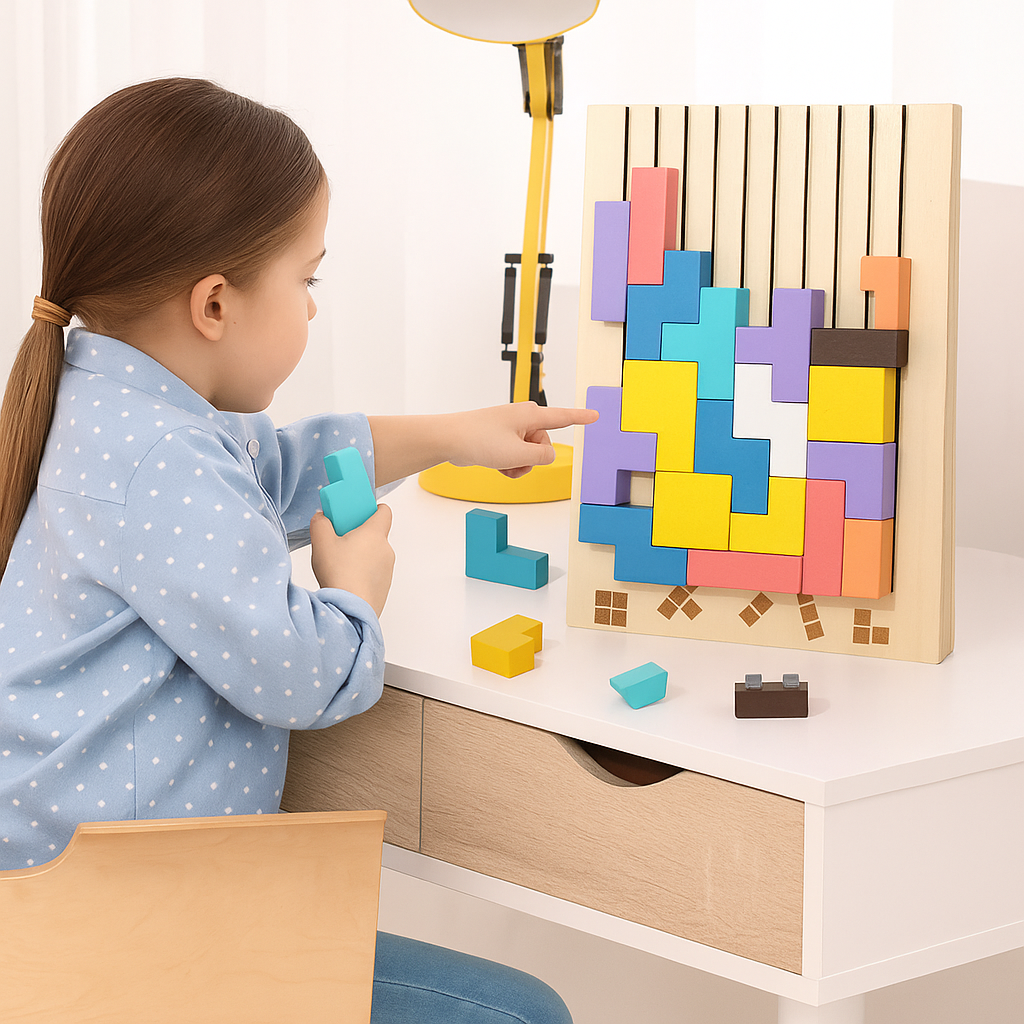 Monday Blocks Frame Montessori wooden blocks and shapes game – little-kingdom.uk