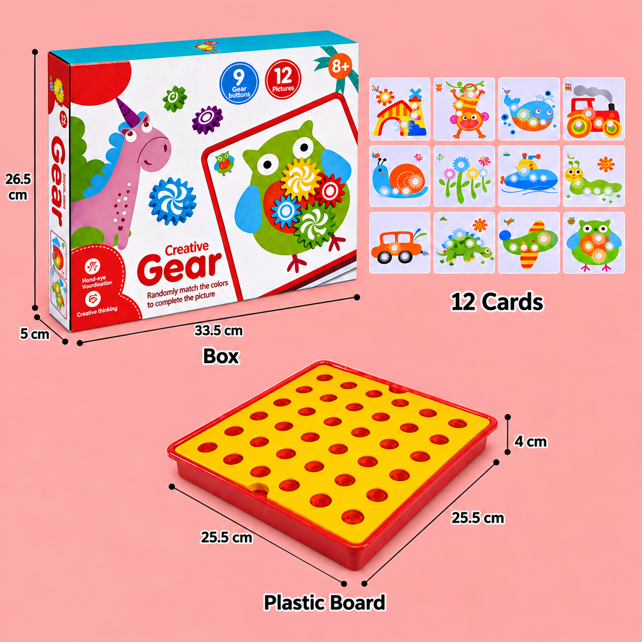 Creative Gear Puzzle Board Travel Box with Activity Cards for Kids