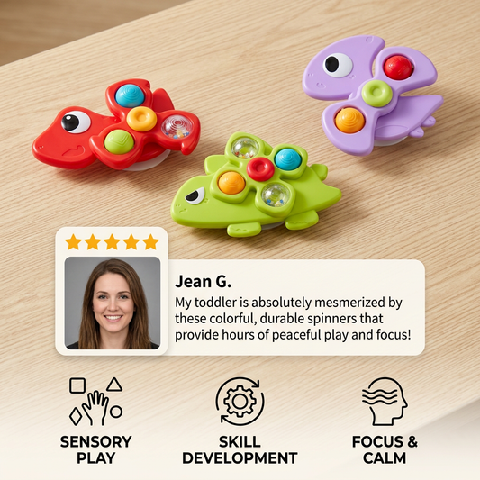 Dinosaur Suction Cup Spinner Toy for Babies & Toddlers Set of 3