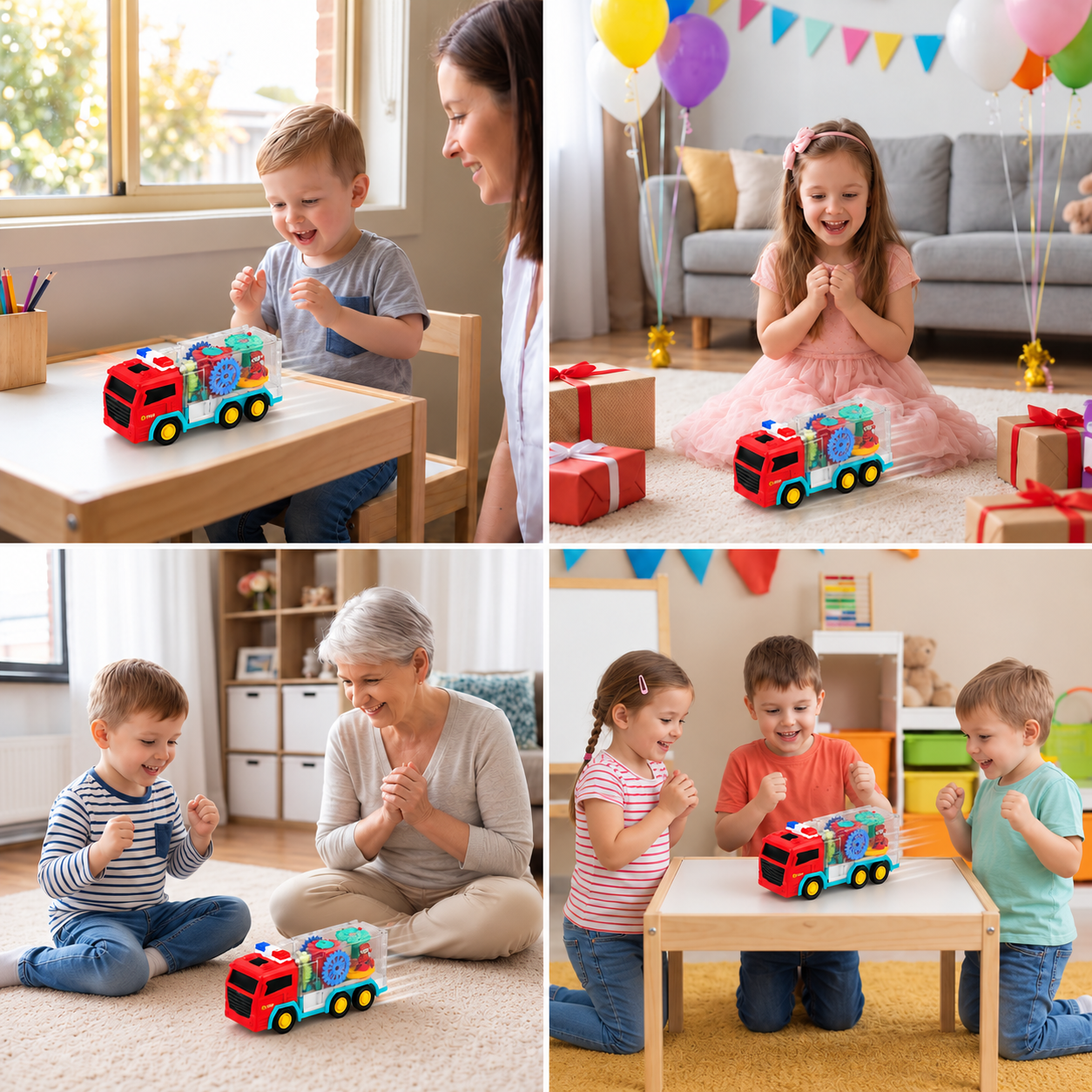 Interactive Fire Truck Toy with Colorful Moving Gears