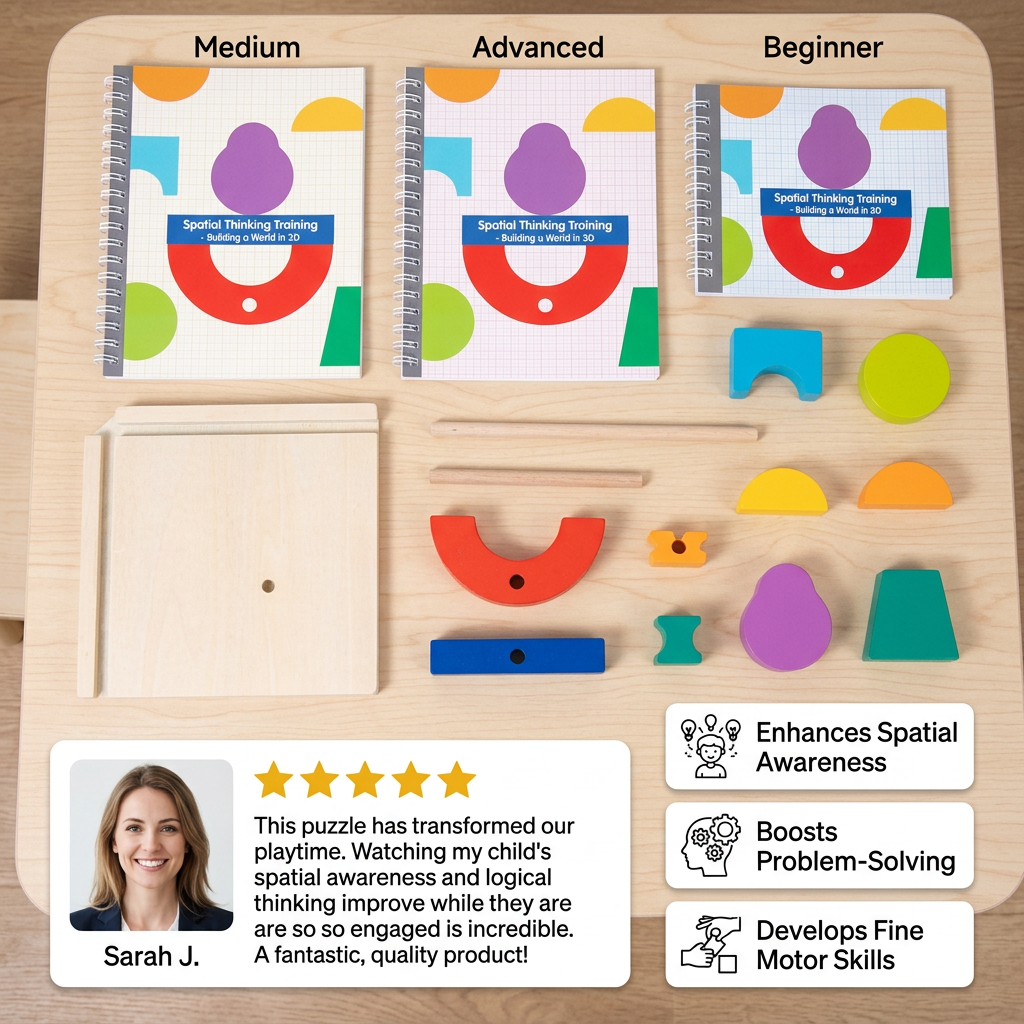 Wooden 3D Shadow Matching & Spatial Thinking Puzzle for Kids