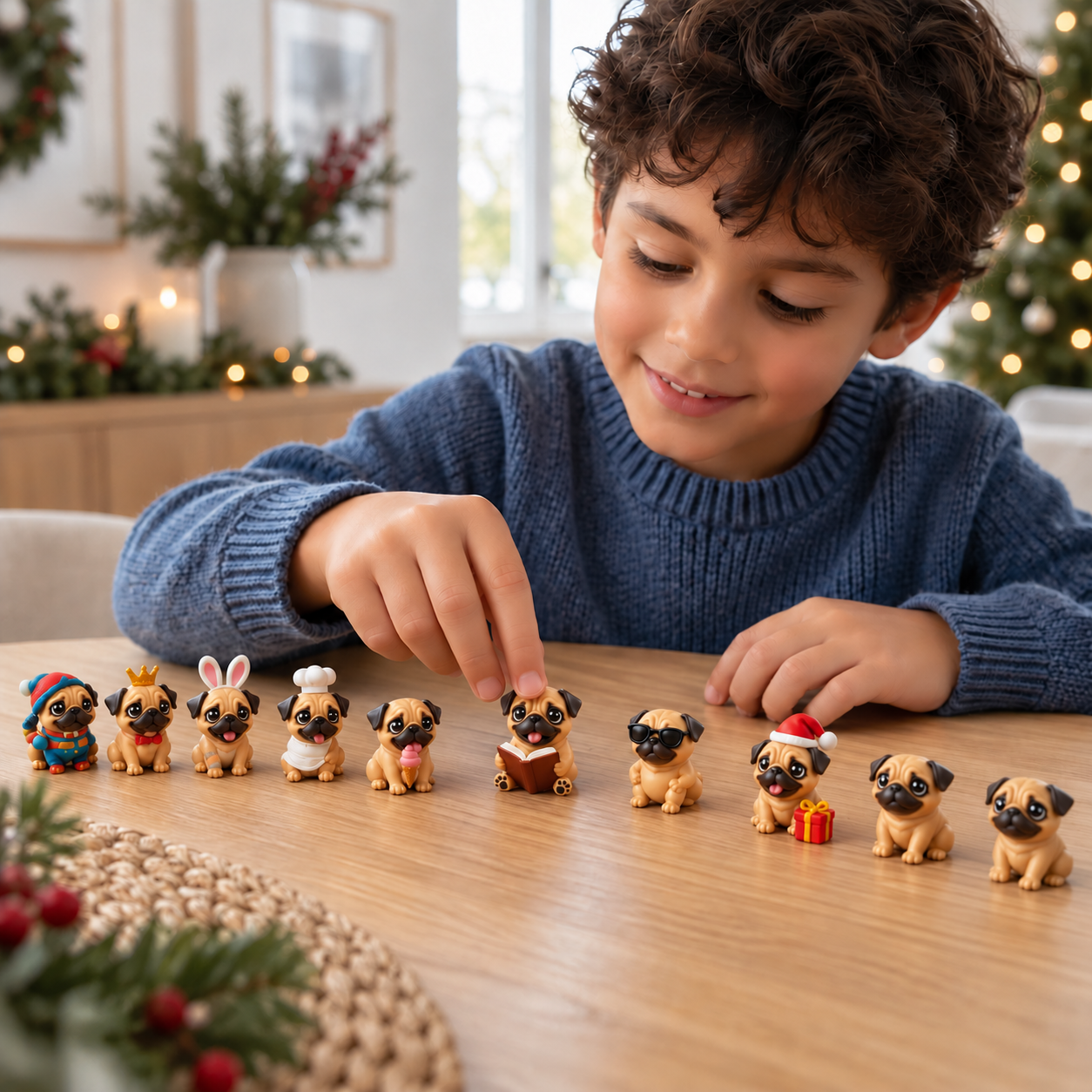 24-Day Pug Advent Calendar with Surprise Figurines