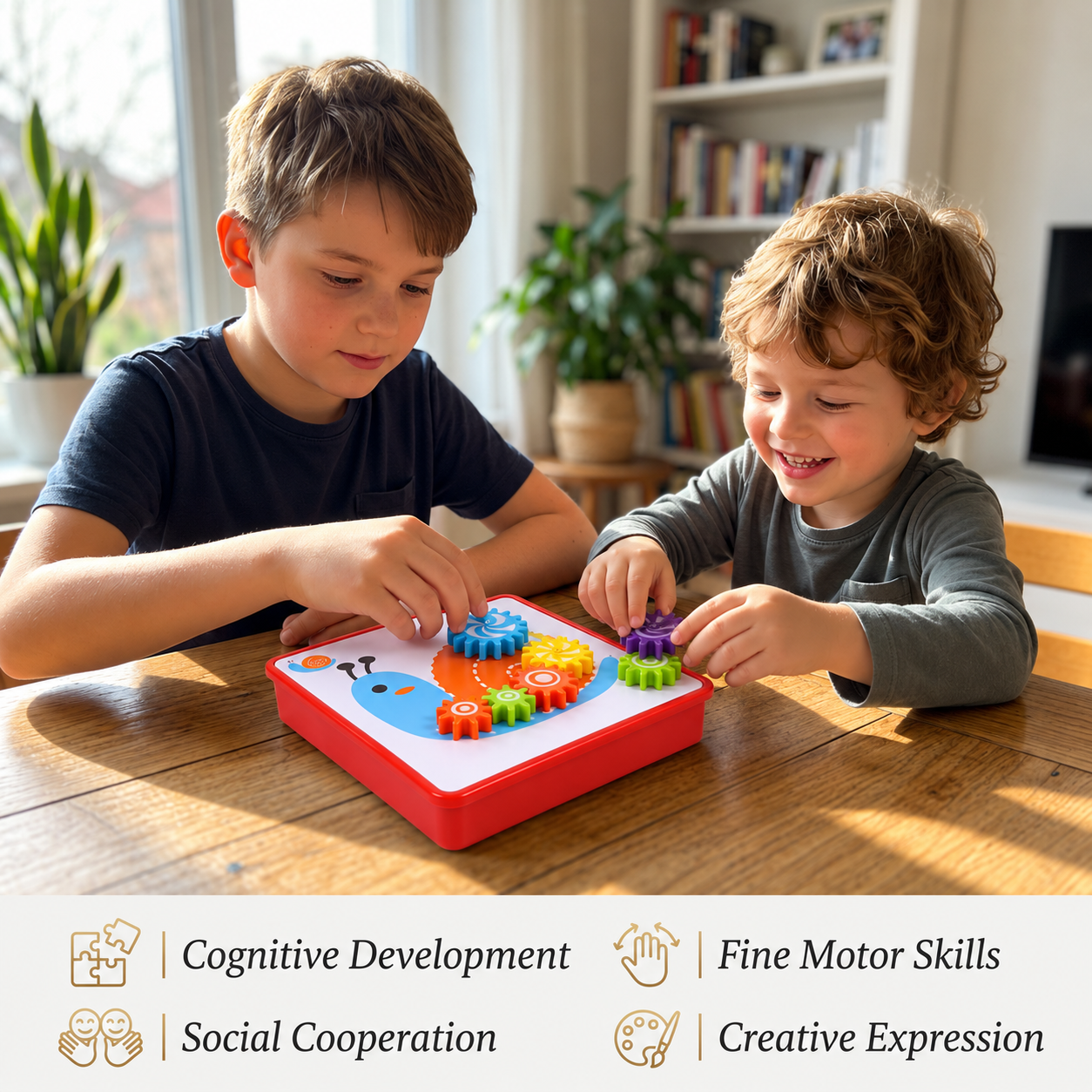 Creative Gear Puzzle Board Travel Box with Activity Cards for Kids