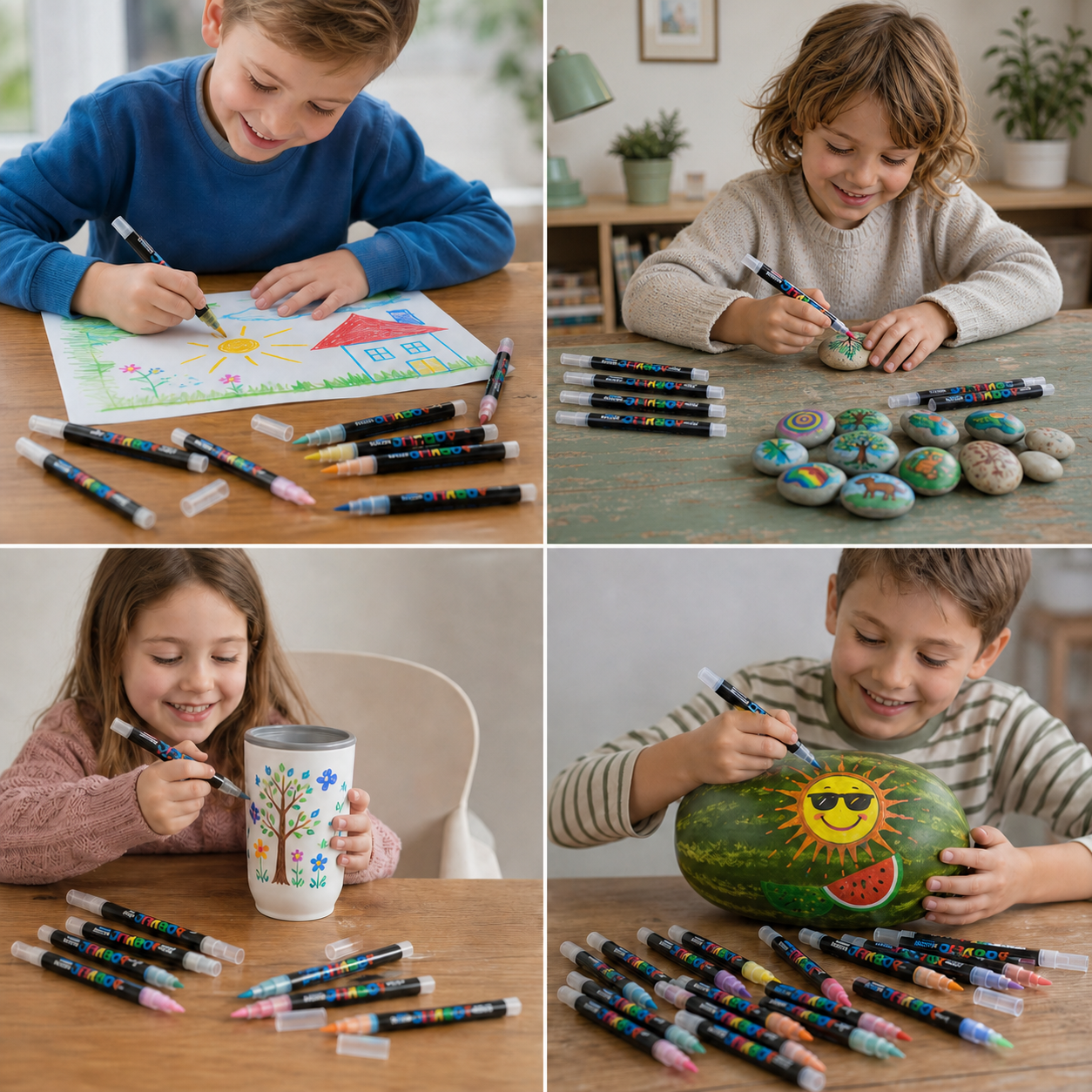 Dual-Tip Acrylic Paint Marker Set with Fine & Brush Tips