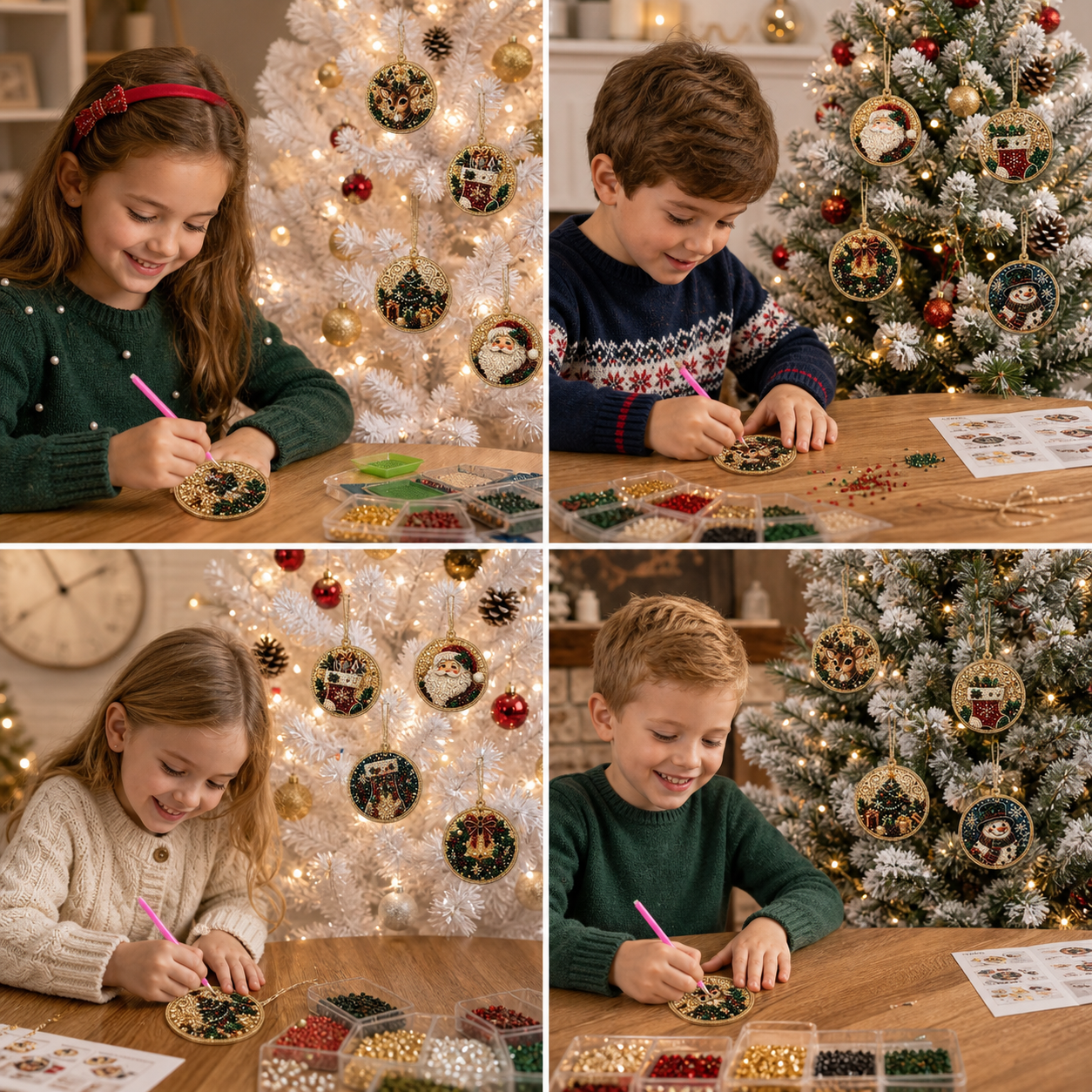 DIY Christmas Diamond Painting Ornament Kit – Festive Tree Hanging Decorations