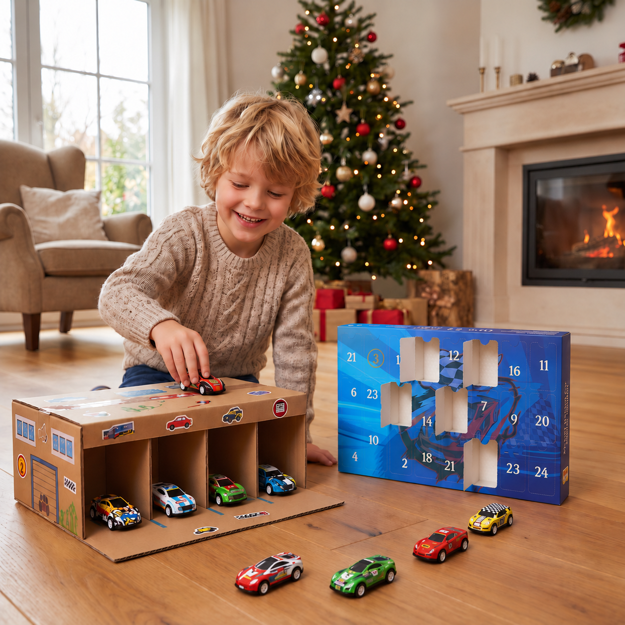 24-Day Racing Car Advent Calendar with Surprise Toy Cars