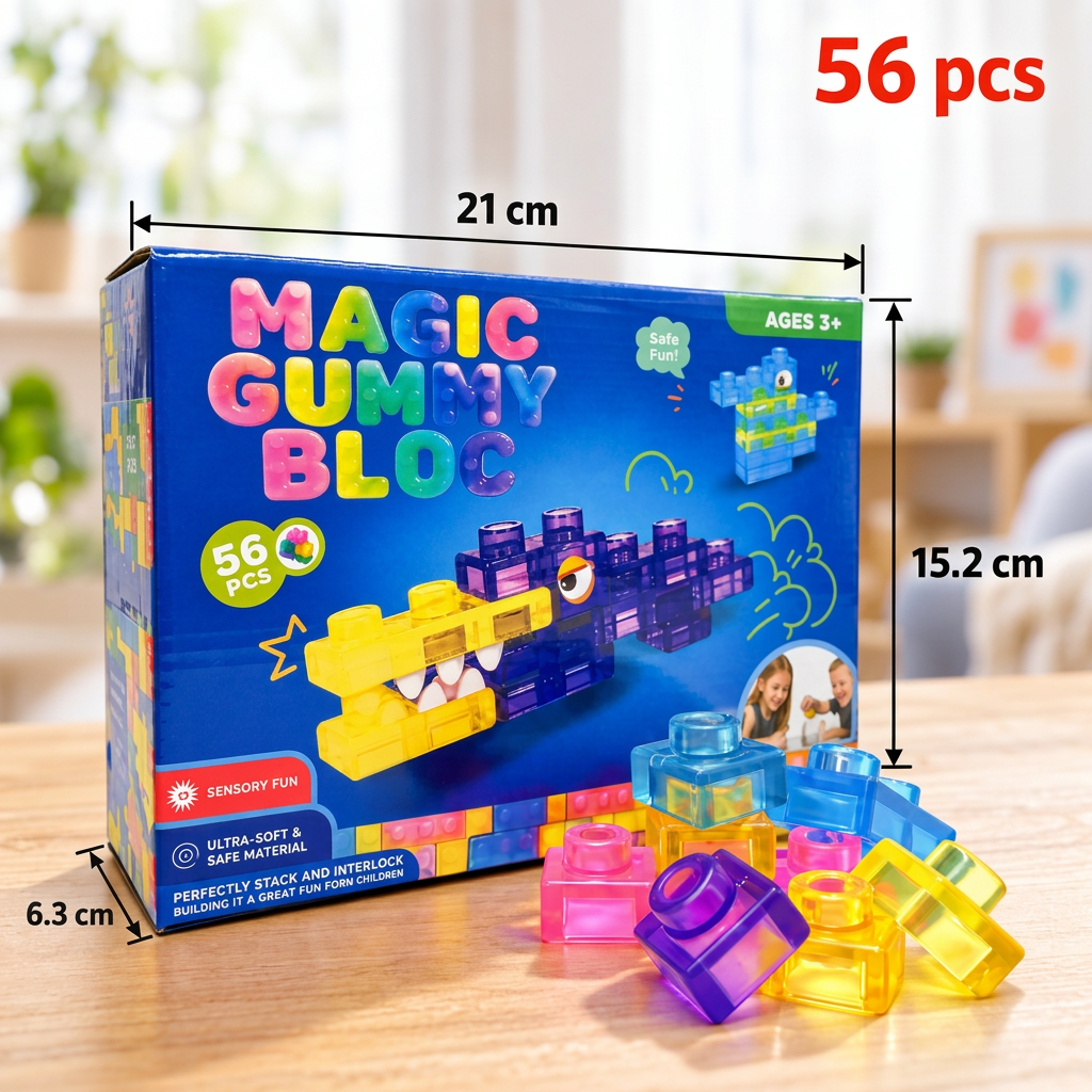Safe & Soft Squishy Jelly Building Blocks for Kids