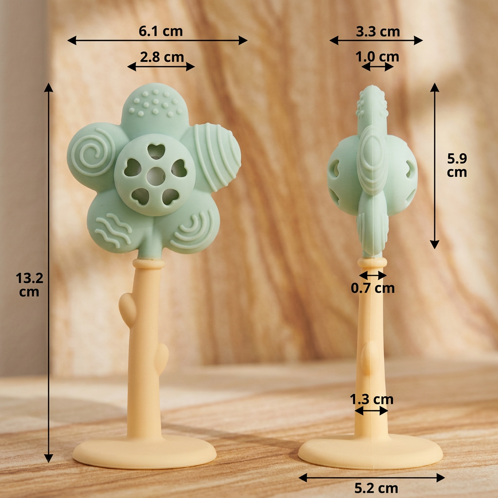 2-in-1 Sunflower Baby Teether & Rattle with Suction Base