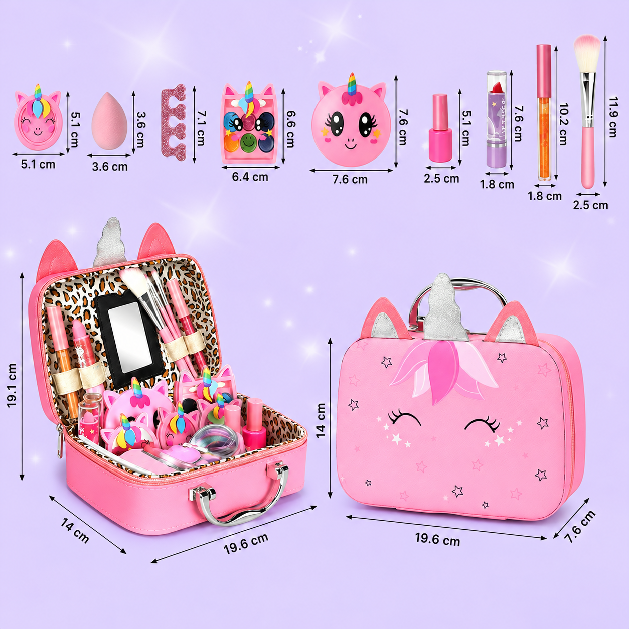 Kids’ Eco-Friendly & Easy-to-Wash Princess Makeup Kit with Cosmetic Bag