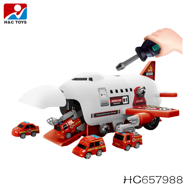 DIY Airplane Transport Truck Playset with Construction Vehicles