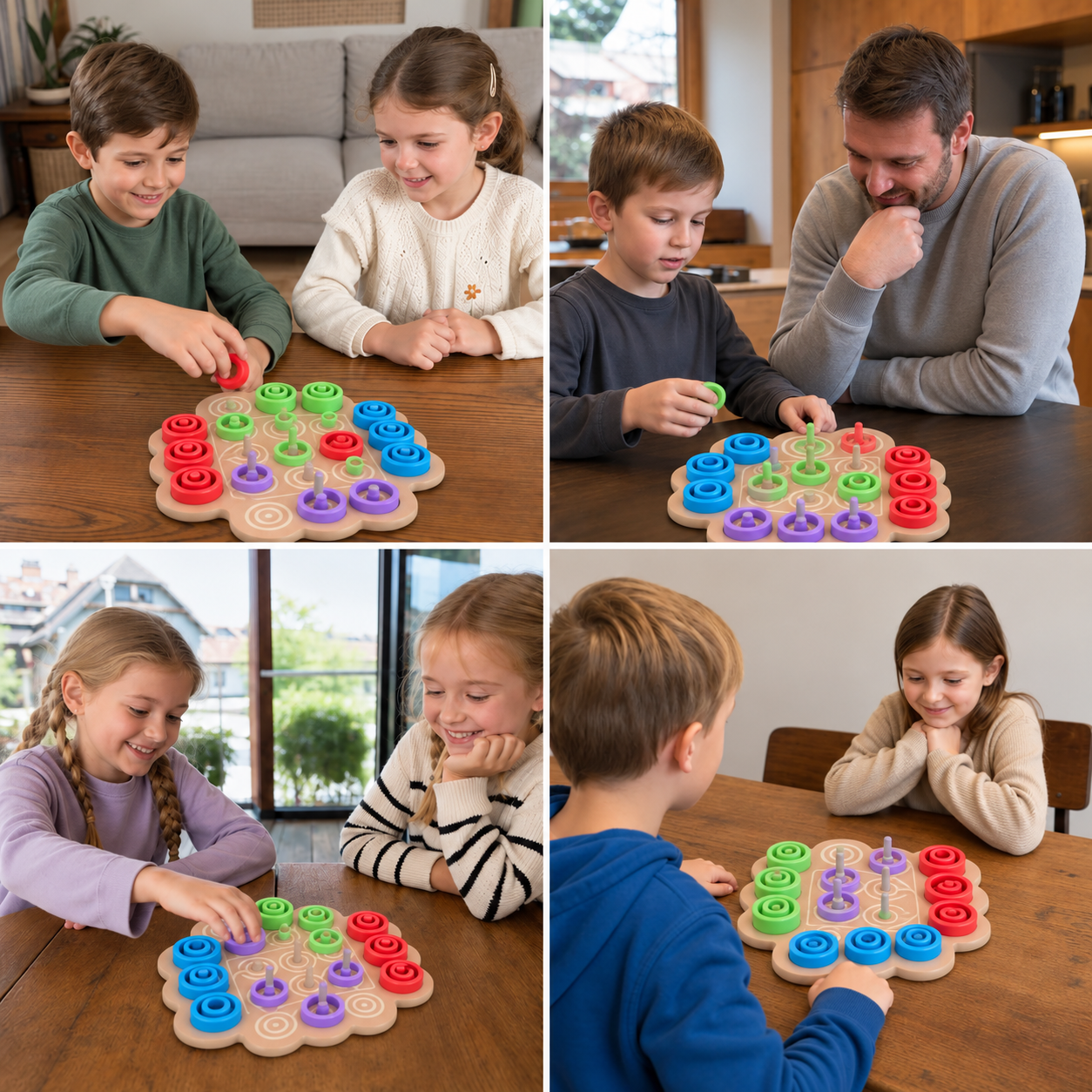 Early Educational 3-Level Wooden Tic-Tac-Toe Strategy Game