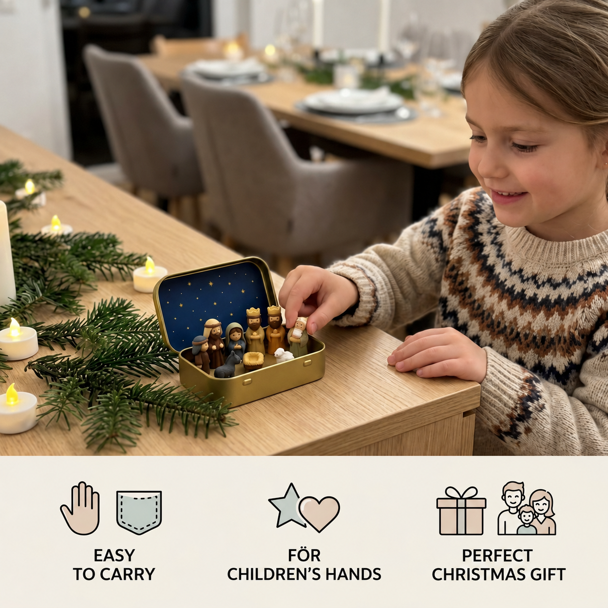 Mini Nativity Scene in a Box – Hand-Painted Christmas Figurine Set