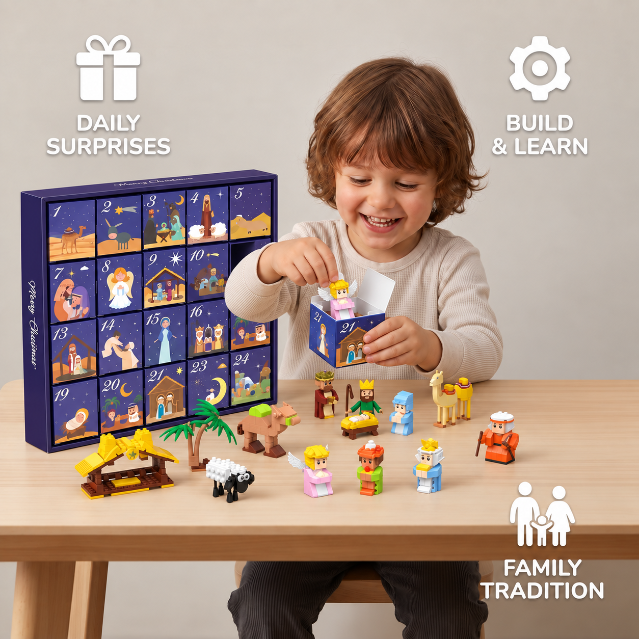 Christmas Nativity Building Blocks Advent Calendar for Kids
