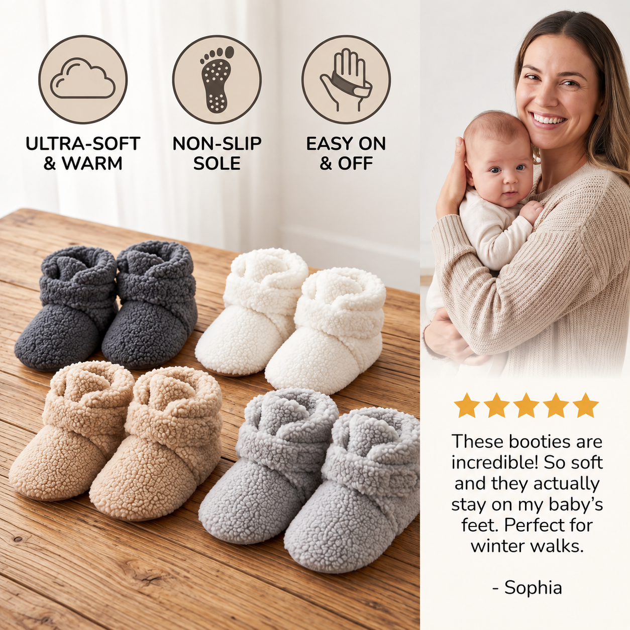 Warm & Cozy Sherpa Baby Booties for Winter