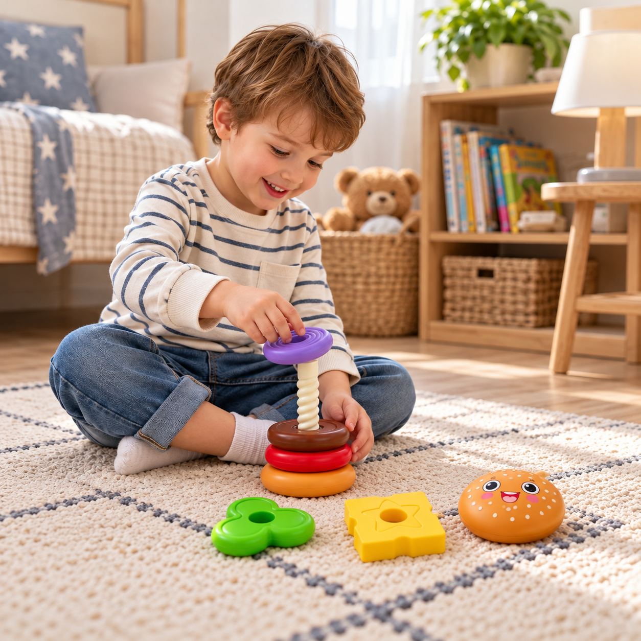 Interactive Rotating Burger Stacking Puzzle