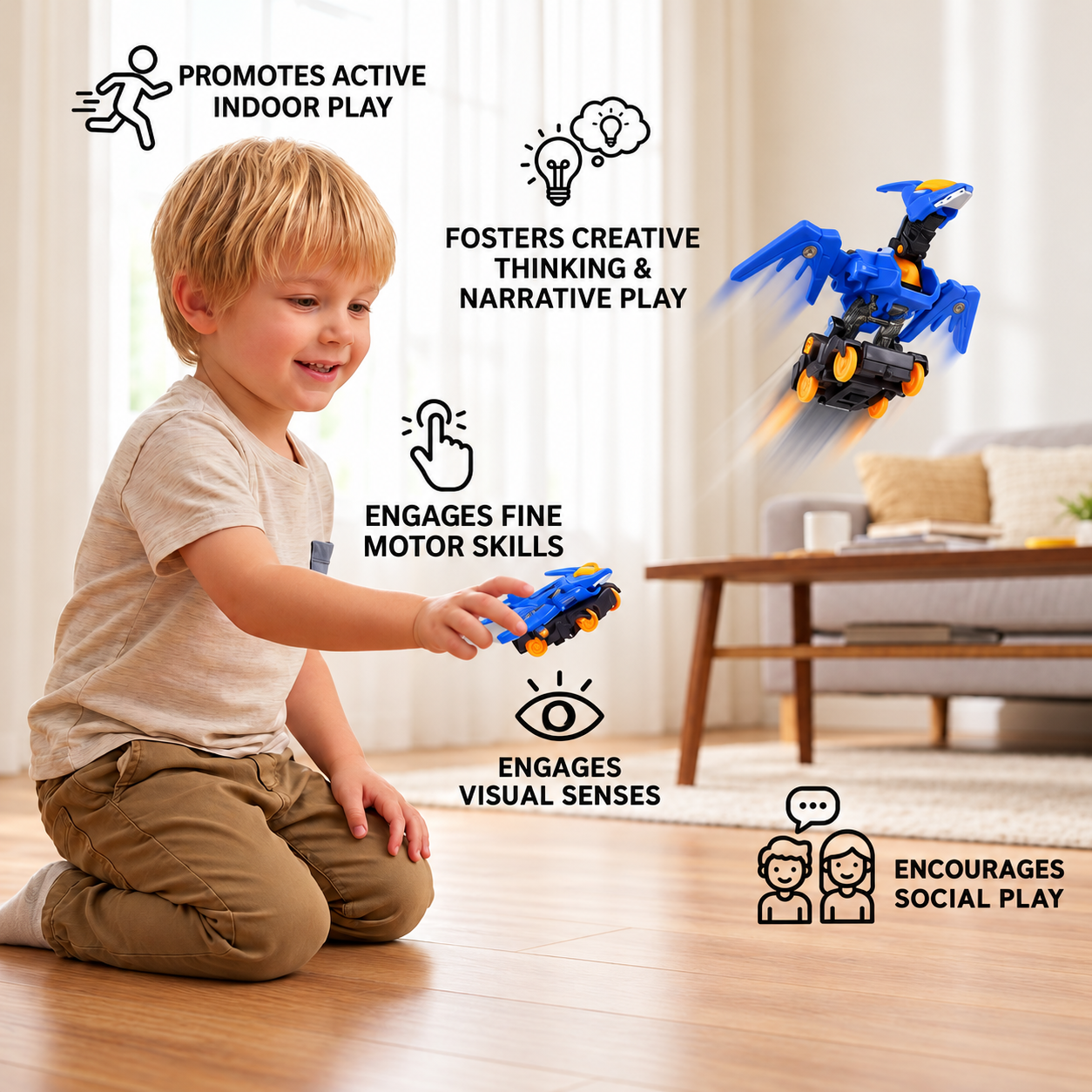 Jumping Transforming Racing Car Toy