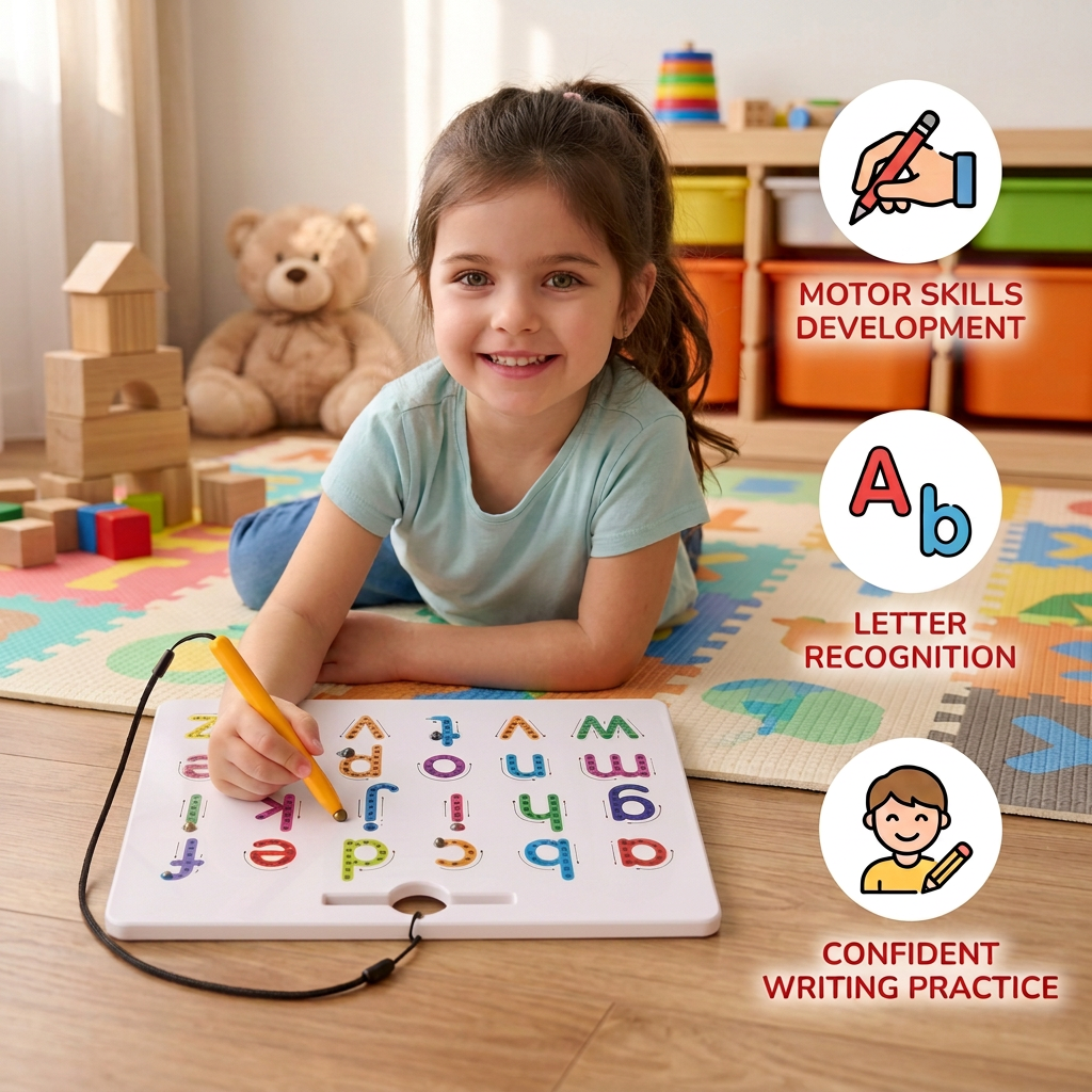 2-in-1 Magnetic Letter Tracing Board for Uppercase & Lowercase Writing Practice